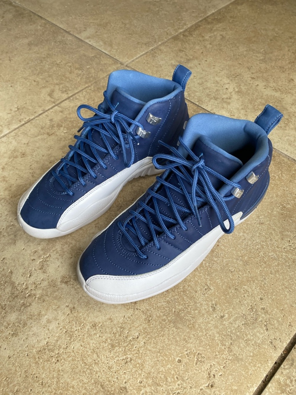 Jordan Retro 12 Men's Indigo and White High-Top Sneakers